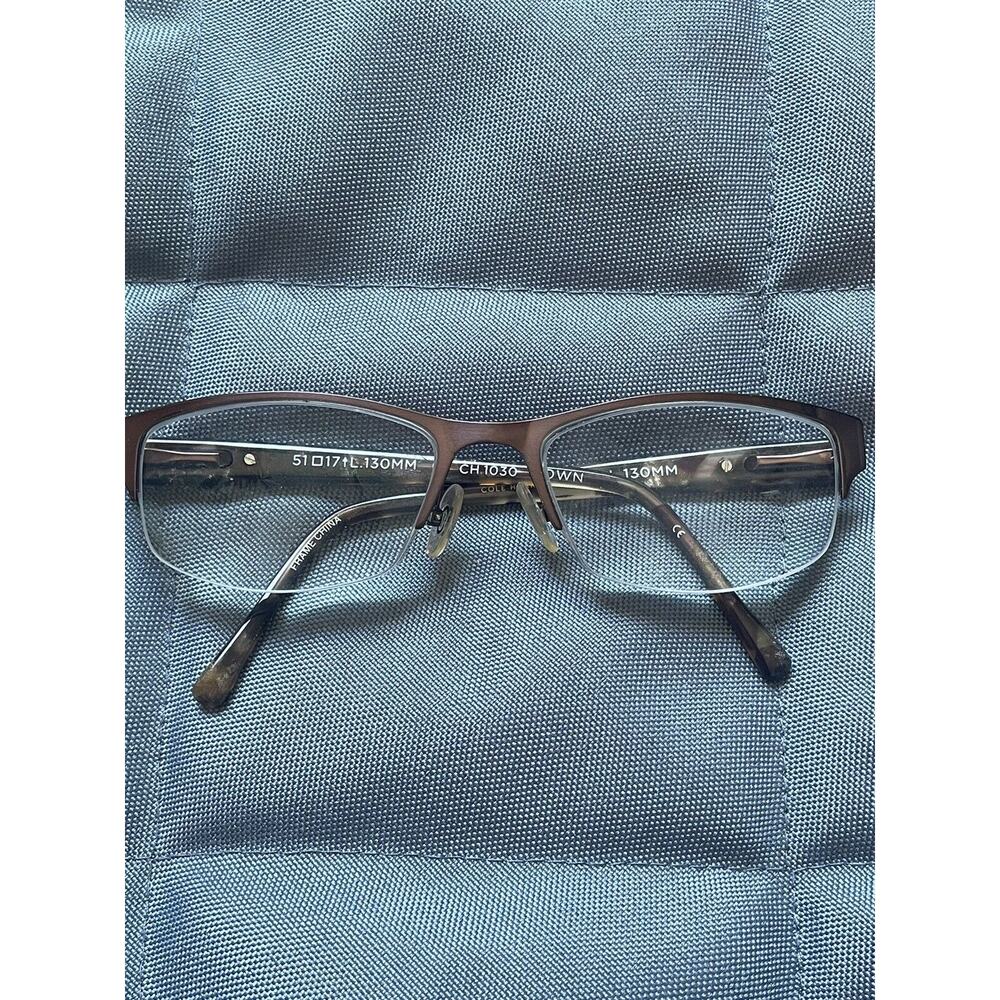 COLE HAAN‎ CH1030 Eyeglasses Frame Half Rimless 51-17-130 Brown Frames Only